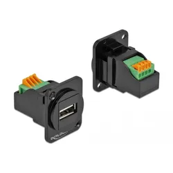 Delock D-Type Module USB 2.0 Type-A female to terminal block