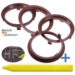 RKC Reifenstift 4X Zentrierringe Braun Felgen Ringe + 1x Reifen Kreide Fett Stift, Maße: 70,1 x 63,4 mm