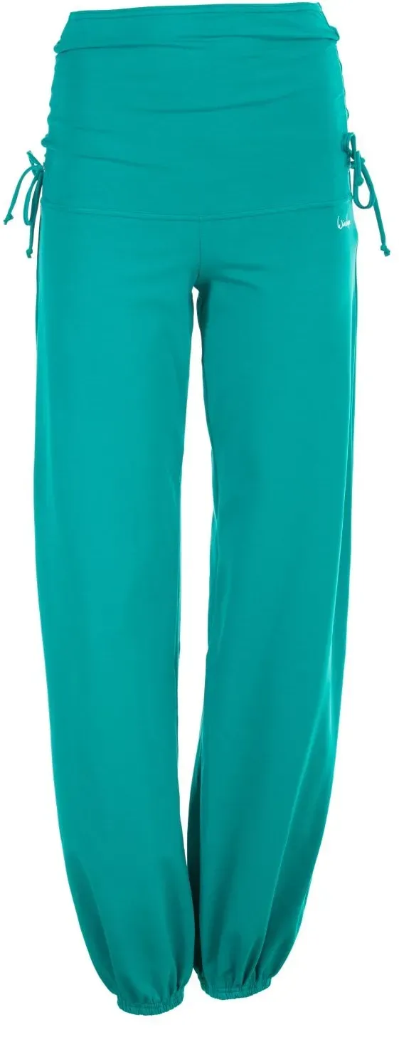 Sporthose WINSHAPE "WH1", Damen, Gr. XS, Normalgrößen, grün (ocean grün), 90% Baumwolle, 10% Elasthan, Hosen, mit seitlicher Raffung