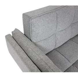 Mendler Schlafsofa HWC-K18 mit Ottomane, Couch Sofa Gästebett, Schlaffunktion 218x175cm ~ Stoff/Textil hellgrau