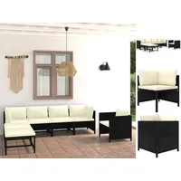 vidaXL Garten-Lounge-Set 7-tlg. schwarz/cremeweiß