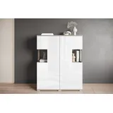 INOSIGN Highboard Kenia (1 St), Modernes Highboard mit Glastüren, Breite 100 cm weiß