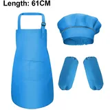 1 Set Kinderschürze Und Hut Set Mit Ärmeln Kinder Kochschürze Zum Kochen Backen Malerei Overalls Kindergarten Malerei Kunst (himmelblau, L)