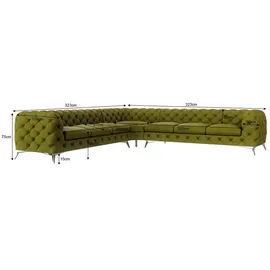 s-style möbel Eckcouch Samt 7-Sitzer Olive