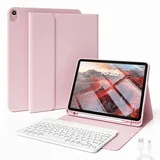 JKSML Hülle mit Tastatur für iPad Air 11 Zoll (M4/M3/M2) 2026/2025/2024,iPad Air 5./4.Gen 10.9 Zoll (2022/2020),TPU Hülle mit Stifthalter & Abnehmbarer Bluetooth QWERTZ Tastatur mit Typ-C Kabel,Rosa
