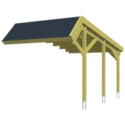 Skan Holz Harz Stellplatzerweiterung mit schwarzen Schindeln-imprägniert (farblich unbehandelt) Holzcarport