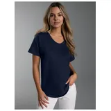 TRIGEMA Oversized T-Shirt V-Ausschnitt Blau M