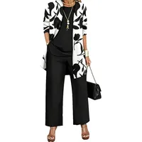 Lawawa Damen Hosenanzug Damen Hosenanzug 3 Teiliges Set Freizeitanzug Hosenanzüge Sets Outfits Vintage Lange Hose Abendanzug Outfit - L