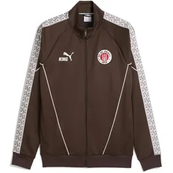 Sweatjacke PUMA "FC St. Pauli KING Anthem Jacke Herren", Herren, Gr. M, espresso braun weiß, Obermaterial: 37% Baumwolle, 63% Polyester; Taschenfutter: 100% Polyester; Rippe: 93% Polyester, 7% Elasthan; Besatz: 100% Polyester, Sweatjacken