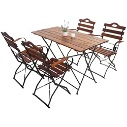 Biergarten-Set MCW-J40, Bistroset Klapptisch Klappstuhl, Gastronomie-Qualität Akazie MVG-zertifiziert ~ braun