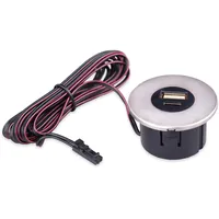 Kalb Material Für Möbel Einbau USB-Hub 2 in 1 USB und USB-C, Edelstahl, Steckdose für Smartphone, Tablet, E-Reader Möbeleinbau 12V, Edelstahl gebürstet