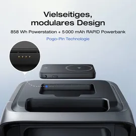 EcoFlow Tragbare Powerstation River 3 Max Plus (Wireless), 858 Wh LFP-Batterie, modulares Design, bis zu 1 200 W Ausgangsleistung,