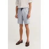 Bugatti Bermudas BUGATTI, Herren, Gr. 48, Normalgrößen, blau (360, blau), 56% Baumwolle, 43% Leinen, 1% Elasthan, unifarben, normal, Hosen Bermudas, mit Stretchfunktion