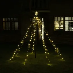 LED Lichterbaum mit Stern Weihnachtsbaum 1,5m 200 LED Lichterpyramide für Außen
