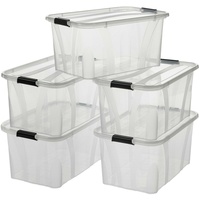 5 Stück Aufbewahrungsbox mit Deckel aus Kunststoff  7 - 80L transparent