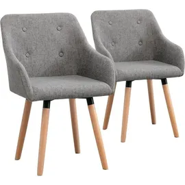 Estexo Esszimmerstuhl Küchenstuhl Stuhl 2er Set Vintage Essstuhl Stoffbezug Holz Grau