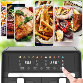 casativo Doppelkorb Heissluftfritteuse 9L Dual Zone Air Fryer schwarz