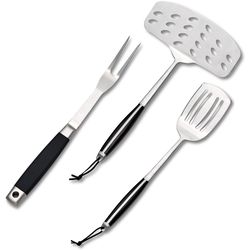 FLAMMBURO Grillzubehör Set – 2 x Grillwender (Fleisch und Fisch), 1 x Grillgabel