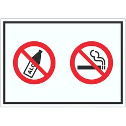 Aufkleber Alkohol Rauchen verboten Symbol A9 (37x52mm)