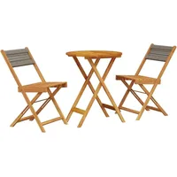 vidaXL 3-tlg. Bistro-Set Grau Polypropylen und Massivholz