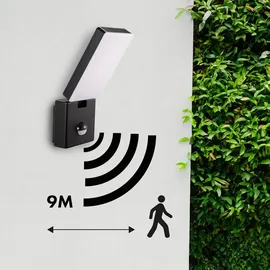 Maclean Brackets Maclean PIR Bewegungsmelder, LED Lampe schwarz 10W, IP65 800lm, 4000K MCE516 B