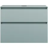 Burgbad Lin20 Waschtischunterschrank inklusive Konsolenplatte, 2 Auszüge, 802x487x661mm, WWYI080F5395, Farbe: Eisblau Matt / Rückwand Anthrazitgrau