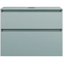 Burgbad Lin20 Waschtischunterschrank inklusive Konsolenplatte, 2 Auszüge, 802x487x661mm, WWYI080F5395, Farbe: Eisblau Matt / Rückwand Anthrazitgrau