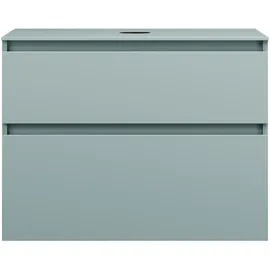 Burgbad Lin20 Waschtischunterschrank inklusive Konsolenplatte, 2 Auszüge, 802x487x661mm, WWYI080F5395, Farbe: Eisblau Matt / Rückwand Anthrazitgrau