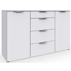 Kombikommode WIMEX "Level by fresh to go", weiß, B:135cm H:84cm T:41cm, Spanplatte, Sideboards, 2-türig, mit 4 Schubladen und soft-close Funktion, 135cm breit