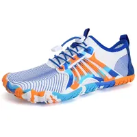 IceUnicorn Barfußschuhe Damen Herren Breite Traillaufschuhe Zehenschuhe Unisex Schwimmschuhe Strandschuhe Aquaschuhe(Weiß Blau, 42EU) - 42 EU