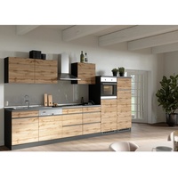 Held Möbel Küchenzeile Turin 360 cm Wotaneiche-Graphit mit E-Geräten