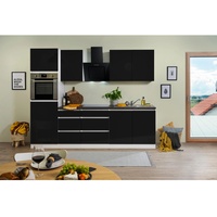Respekta Küchenzeile Premium Grifflos 270 cm schwarz hochglanz/weiß