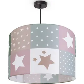 Paco Home Deckenlampe Kinder Pendelleuchte Kinderzimmer Stoffschirm Rund Bunt Baby E27 Pendelleuchte - Schwarz, Pink (ø45,5cm) - Paco Home