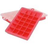 Intirilife 2x Eiswürfelformen in ROT – 2er Set à 24 Fächer Eiswürfel Silikonformen mit Deckel – Flexibler Eiswürfelbehälter Verschließbar f