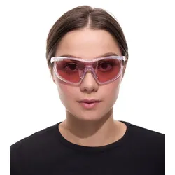 adidas Damen Sport Sonnenbrille Radsport-Brille Rosa Gläser mit Verspiegelung verstellbare Nasenflügel Filterkategorie 1 Lauf-Brille EW3596 Rosa/Transparent - One-Size