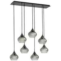 LUCANDE Hängeleuchte Jarven, 7-flammig, schwarz, Glas