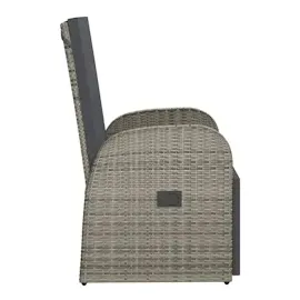 vidaXL Polyrattan Garten-Liegestuhl 57 x 69 x 106 cm grau inkl. Kissen 2 St.