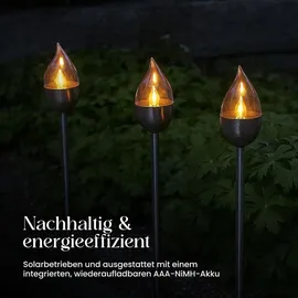 Star Trading LED Solar Fackel Olympus 3er Set silber