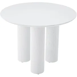 Selsey Fascons – Esstisch rund mit geriffelten Säulenbeinen, Weiß 100 cm