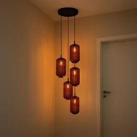 s.luce Velo 5-flg. Ø 60 cm rund schwarz Glas