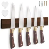 Cheerhom Magnetleiste Messer mit Magnet, Messerblock Magnetisch Ohne Messer, Messerhalter Magnetisch für die Küche, Magnet Messerhalter für 4-6 Messer Aller Art, 40 x 6 x 2 cm, Braun