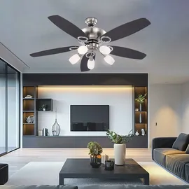 GLOBO Jerry 130 cm Deckenventilator mit Licht chrom/nickel matt