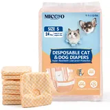 MICOOYO Einweg Hundewindeln für Hündinnen, Super Saugfähige Haustierwindeln für kleine Katzen und Hündinnen, Auslaufsicheren Katzen Windeln für Frauen in Wärme (Orange, S, 24 Stück)