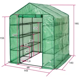Tectake Gewächshaus 1,43 x 1,43 x 1,95 m grün
