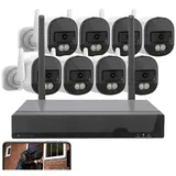 VisorTech Plug-&-Play-Überwachungssystem mit 8 Kameras & WLAN 6, hohe Reichweite