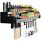 yopyuenn NUODWELL Gewürzregal Hängend Multifunktionales Regal Gewürzhalter für Küche Bad(Schwarz) cm