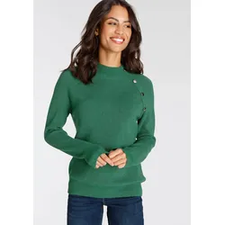 Strickpullover, mit Knopfdetail, Gr. 40, dunkelgrün, , 18571916-40