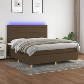 vidaXL Boxspringbett mit Matratze & LED Dunkelbraun 160x200 cm Stoff