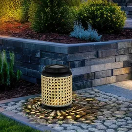 GLOBO LED Bambusoptik Solarlaterne schwarz/braun