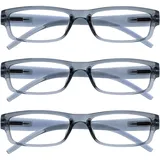 OPULIZE Die Lesebrille Unternehmen Grau Leicht Komfortables Leser Wert 3er-Pack Designer Stil Herren Frauen UVR3PK032GR +1,00